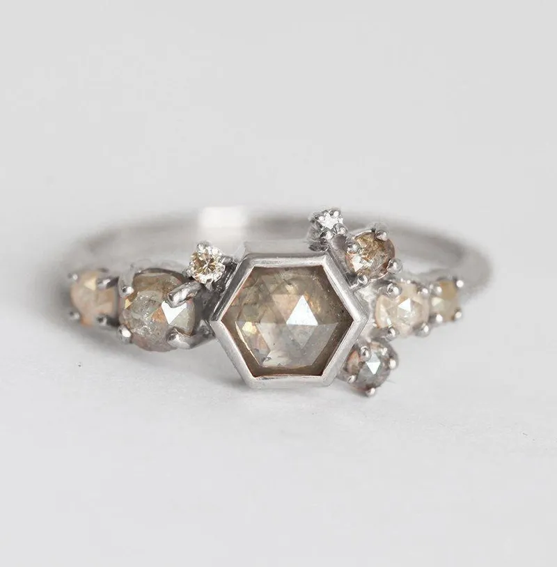 Kirby Hexagon Diamond Cluster Ring view 7