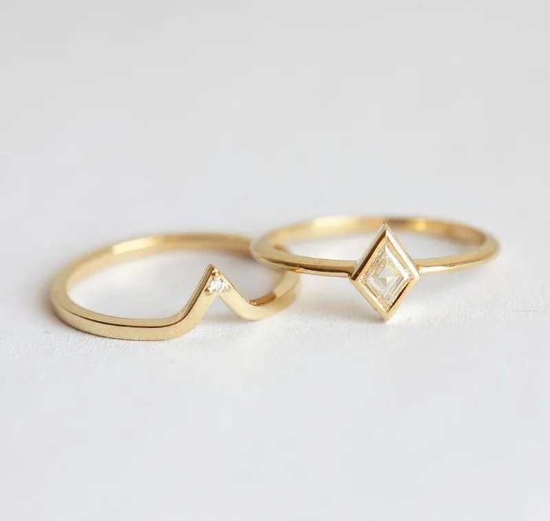 Kite Diamond Ring, Rhombus Diamond Ring view 4