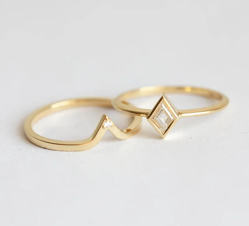 Kite Diamond Ring, Rhombus Diamond Ring view 5