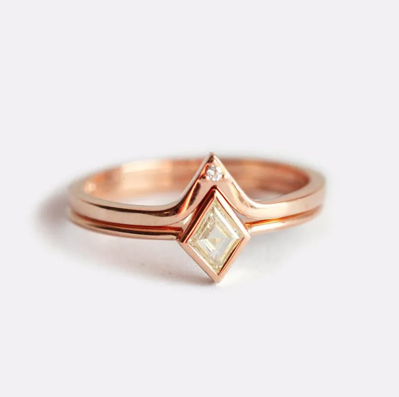 Kite Diamond Ring, Rhombus Diamond Ring view 6