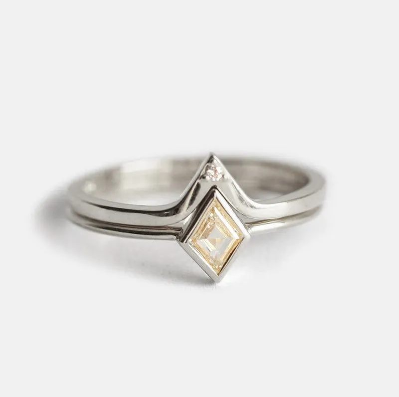 Kite Diamond Ring, Rhombus Diamond Ring view 7