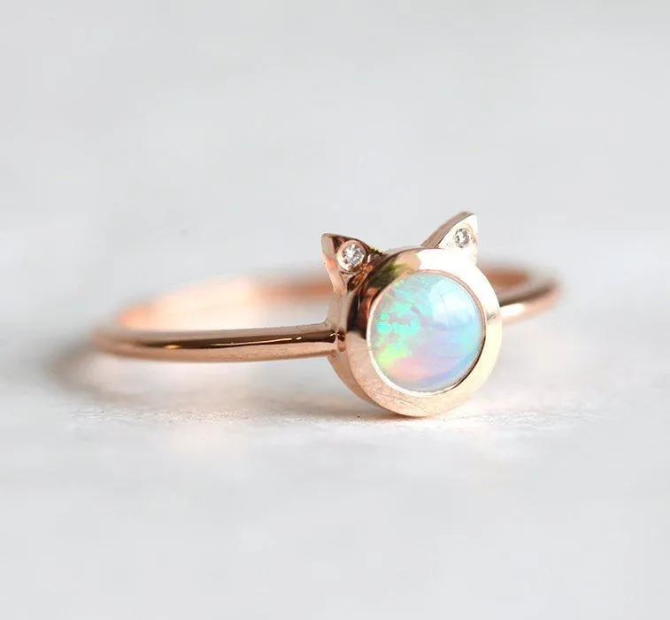 KITTY ROUND OPAL CAT RING view 2