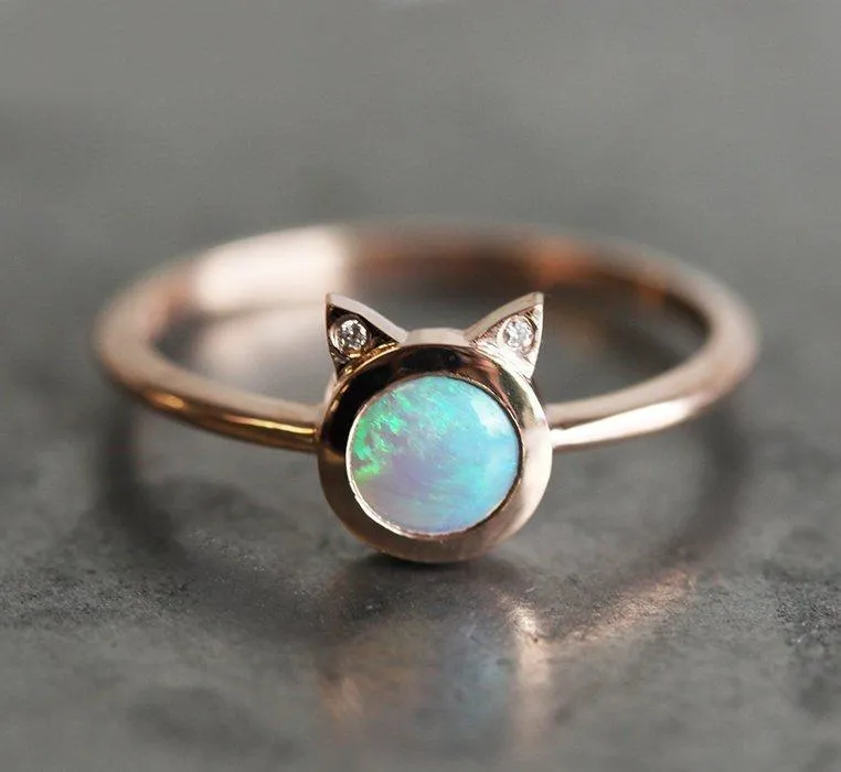 KITTY ROUND OPAL CAT RING view 5