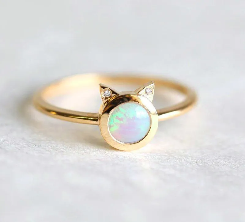 KITTY ROUND OPAL CAT RING view 7
