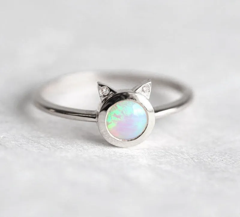 KITTY ROUND OPAL CAT RING view 8