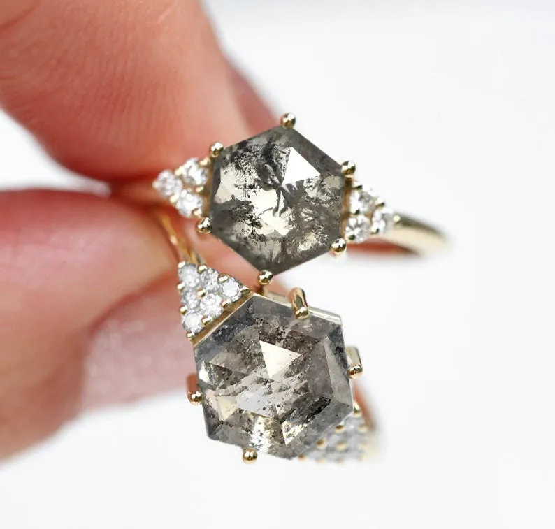 Klara Salt & Pepper Diamond Ring Set vy 5