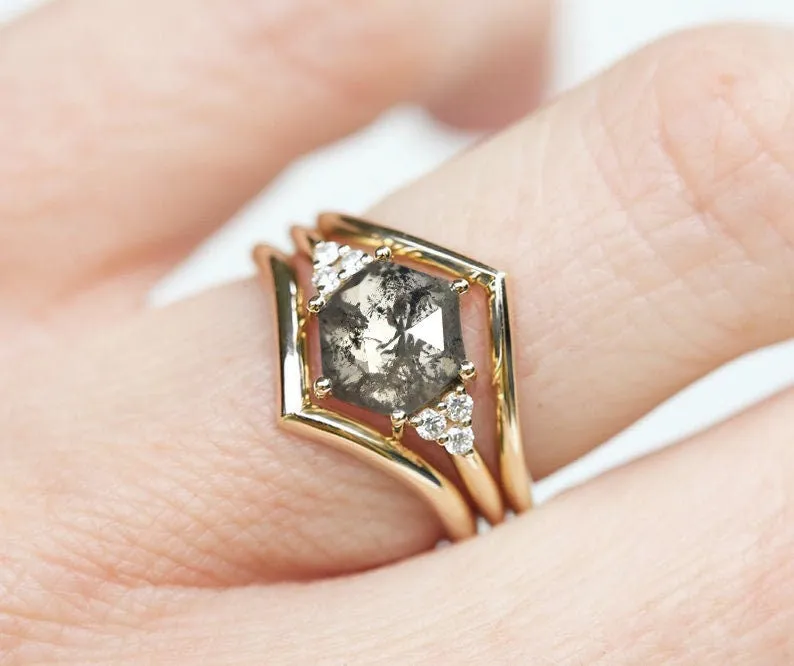 Klara Salt & Pepper Diamond Ring Set vy 7