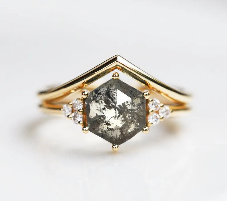 Klara Salt & Pepper Diamond Ring Set vy 8