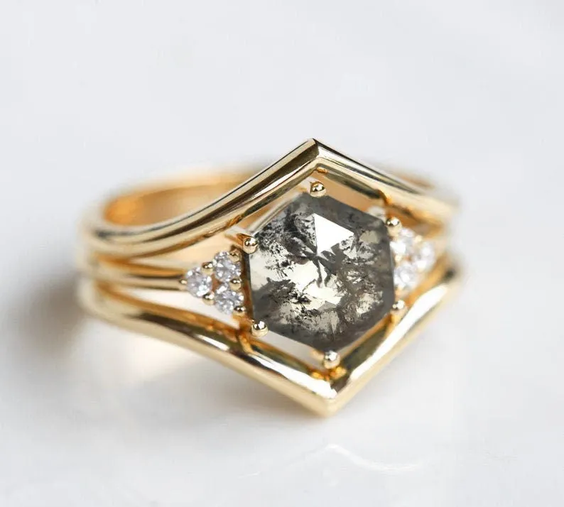 Klara Salt & Pepper Diamond Ring Set vy 9