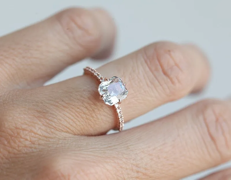 Kourtney Ceylon White Sapphire Diamond Ring view 10