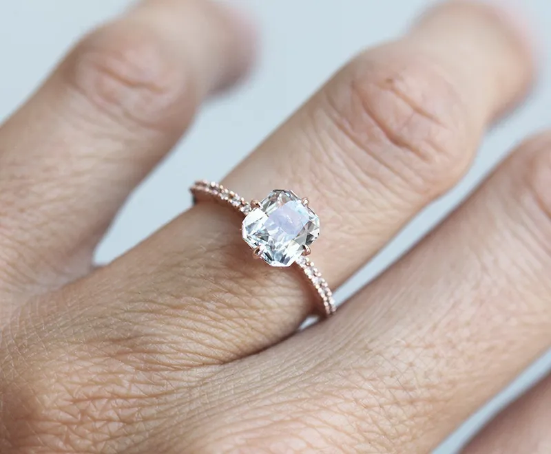 Kourtney Ceylon White Sapphire Diamond Ring view 11