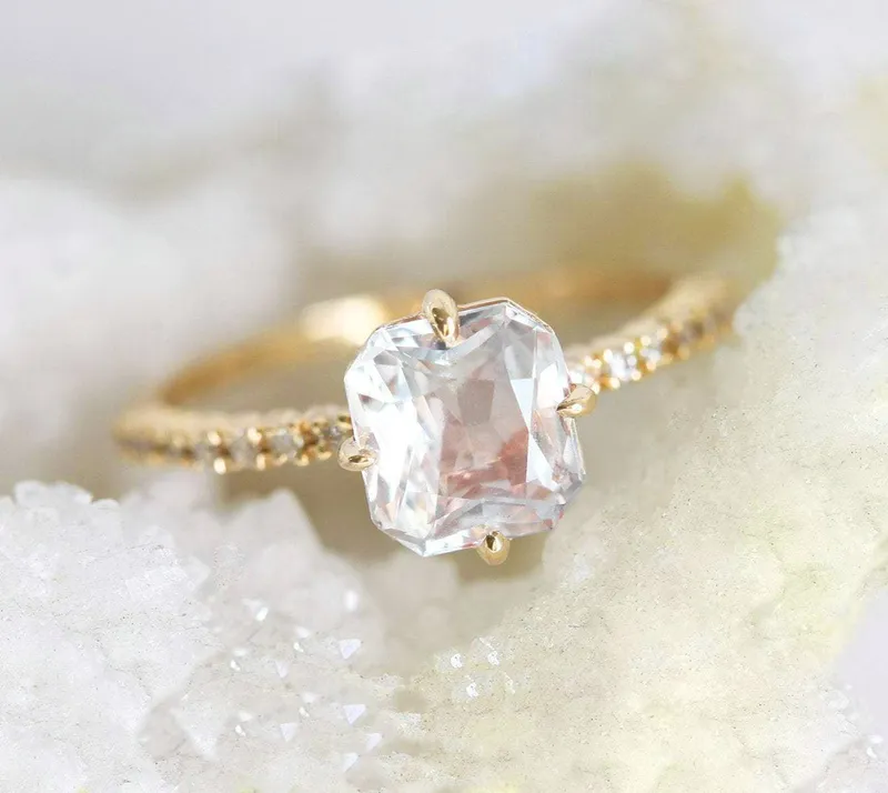 Kourtney Ceylon White Sapphire Diamond Ring view 12