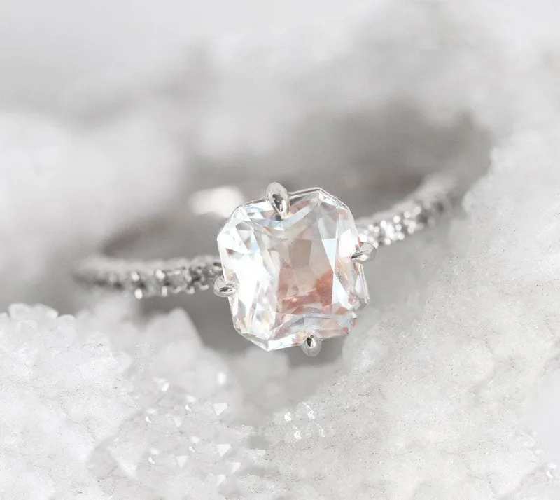 Kourtney Ceylon White Sapphire Diamond Ring view 13