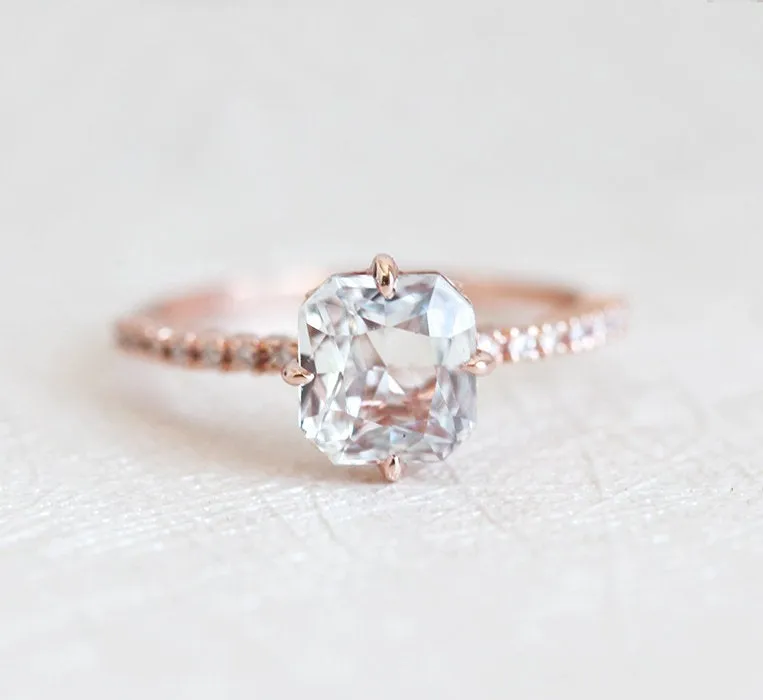 Kourtney Ceylon White Sapphire Diamond Ring view 2
