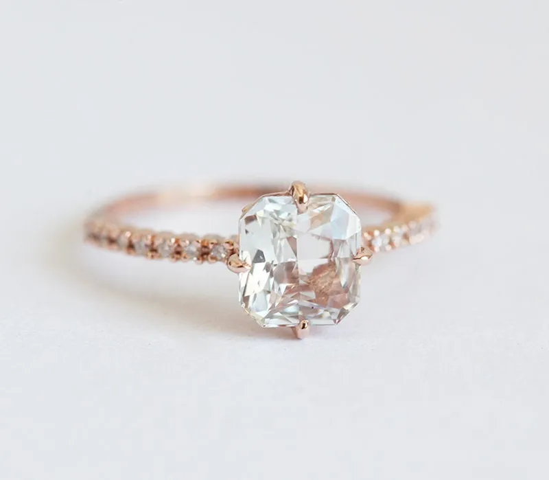Kourtney Ceylon White Sapphire Diamond Ring view 3
