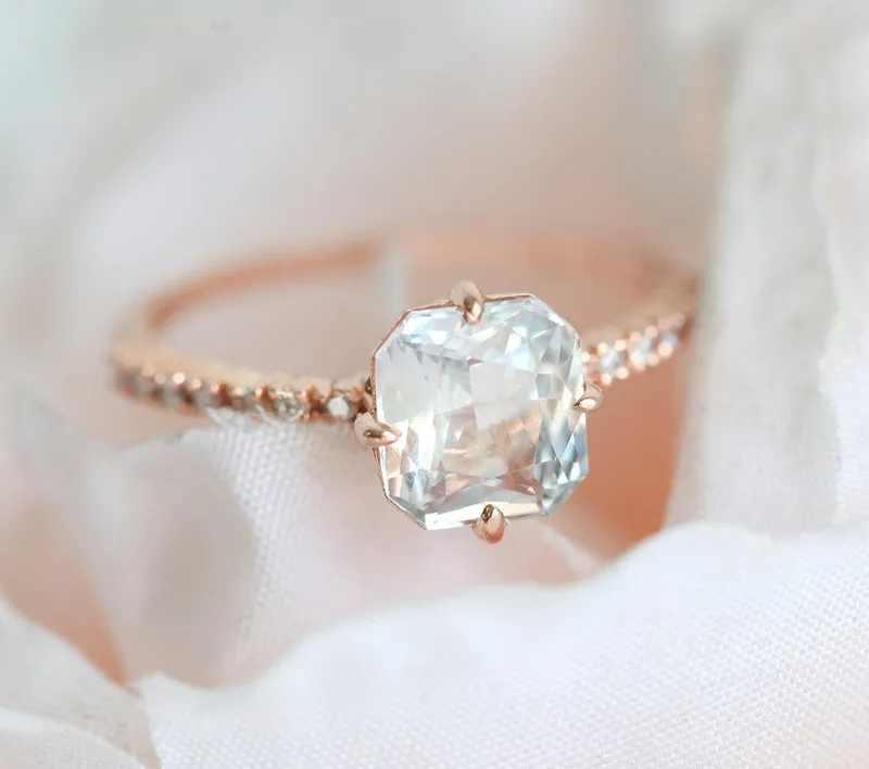 Kourtney Ceylon White Sapphire Diamond Ring view 4