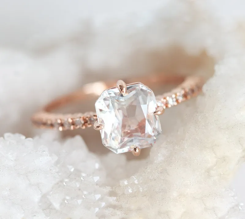 Kourtney Ceylon White Sapphire Diamond Ring view 6
