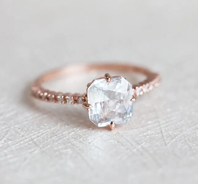 Kourtney Ceylon White Sapphire Diamond Ring view 7