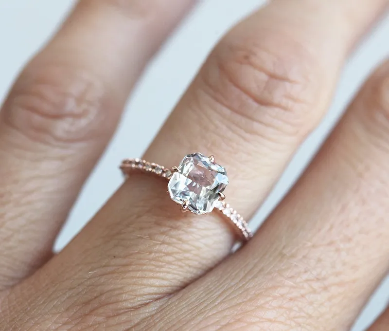 Kourtney Ceylon White Sapphire Diamond Ring view 8