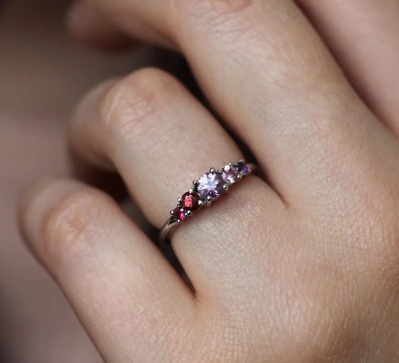 Kris Lavender Sapphire Cluster Ring vy 12