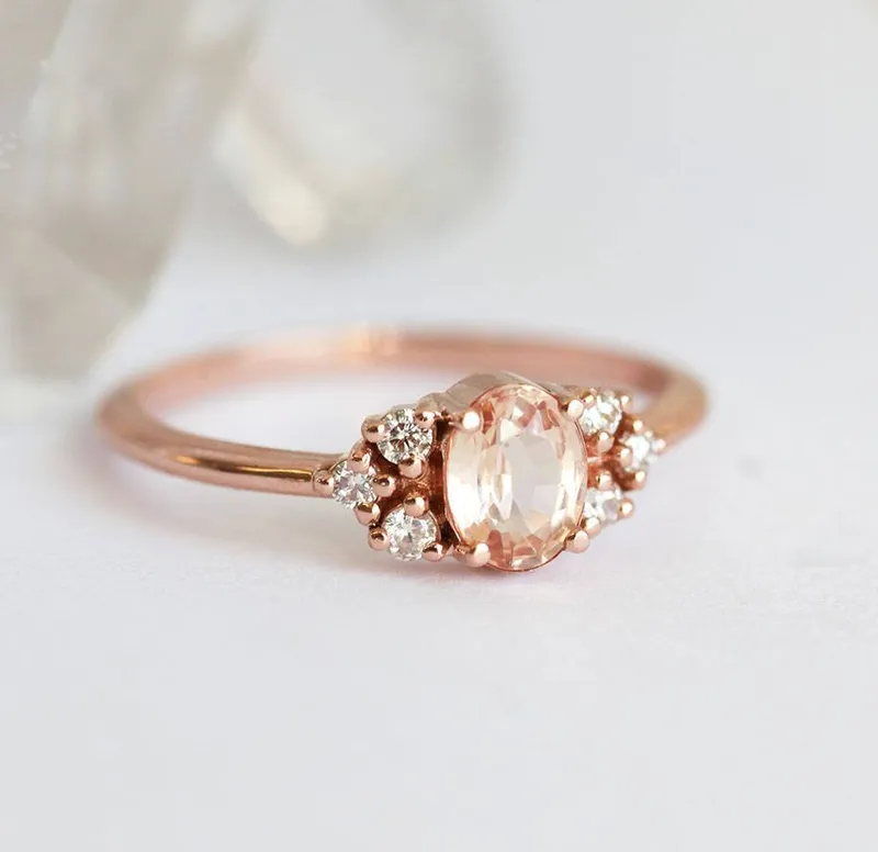 Krupali Peach Sapphire Diamond Ring view 2