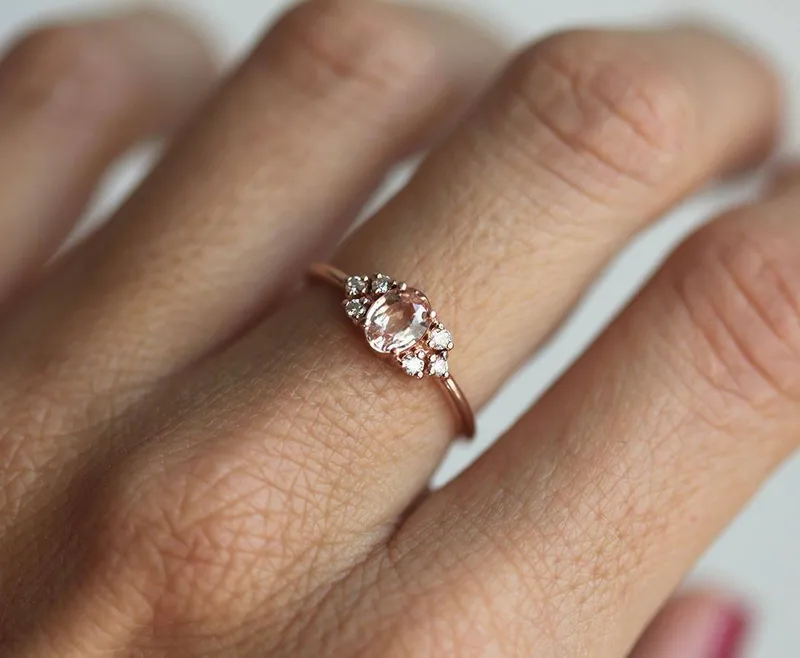 Krupali Peach Sapphire Diamond Ring view 3