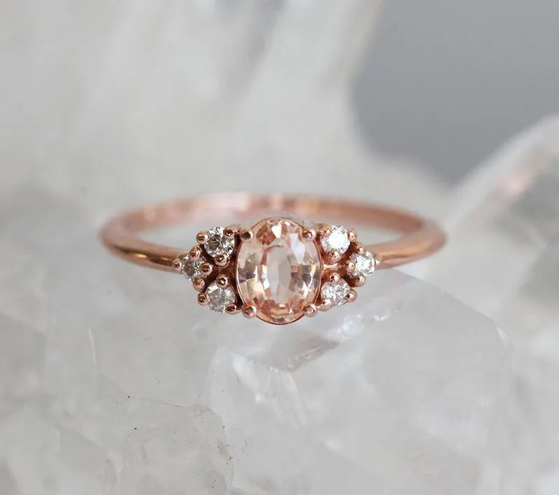 Krupali Peach Sapphire Diamond Ring view 4