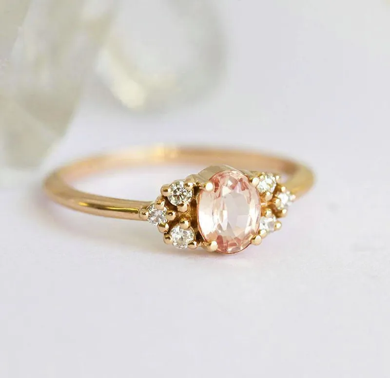 Krupali Peach Sapphire Diamond Ring view 5