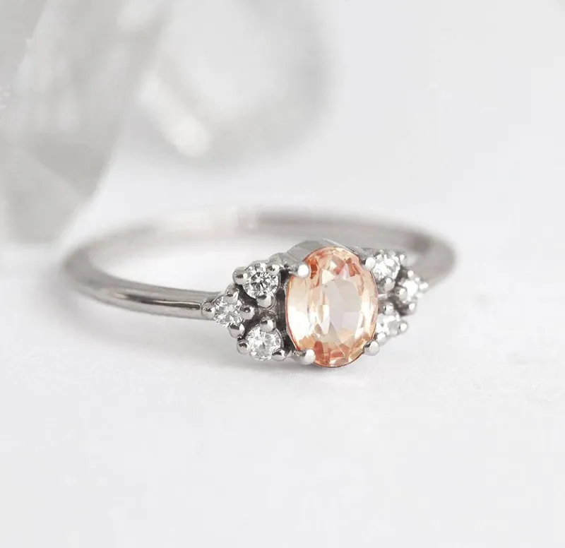 Krupali Peach Sapphire Diamond Ring view 6