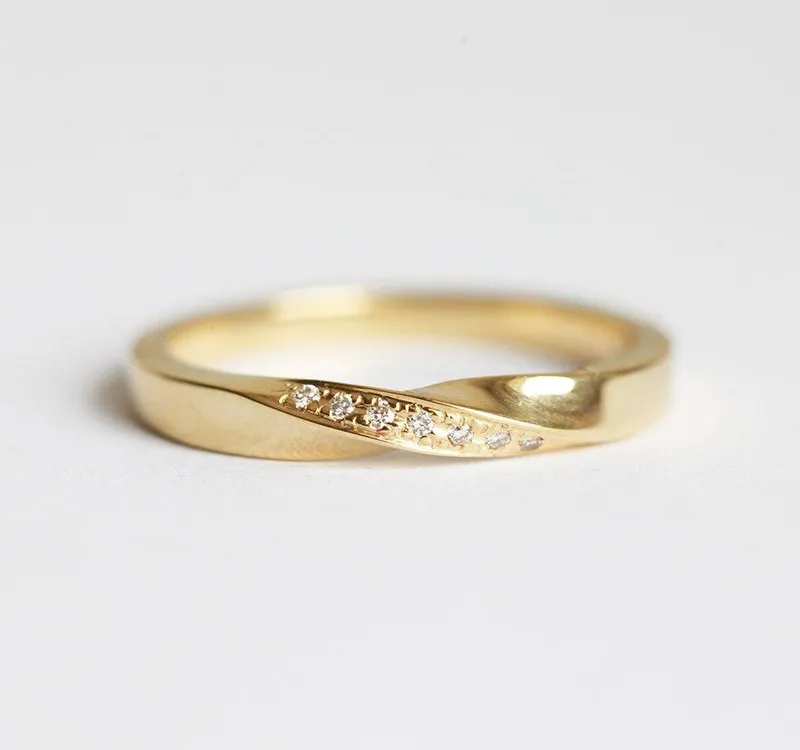 KSENA TWISTED WEDDING RING WITH DIAMONDS view 3