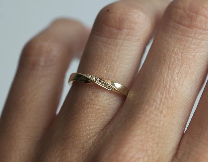 KSENA TWISTED WEDDING RING WITH DIAMONDS view 6