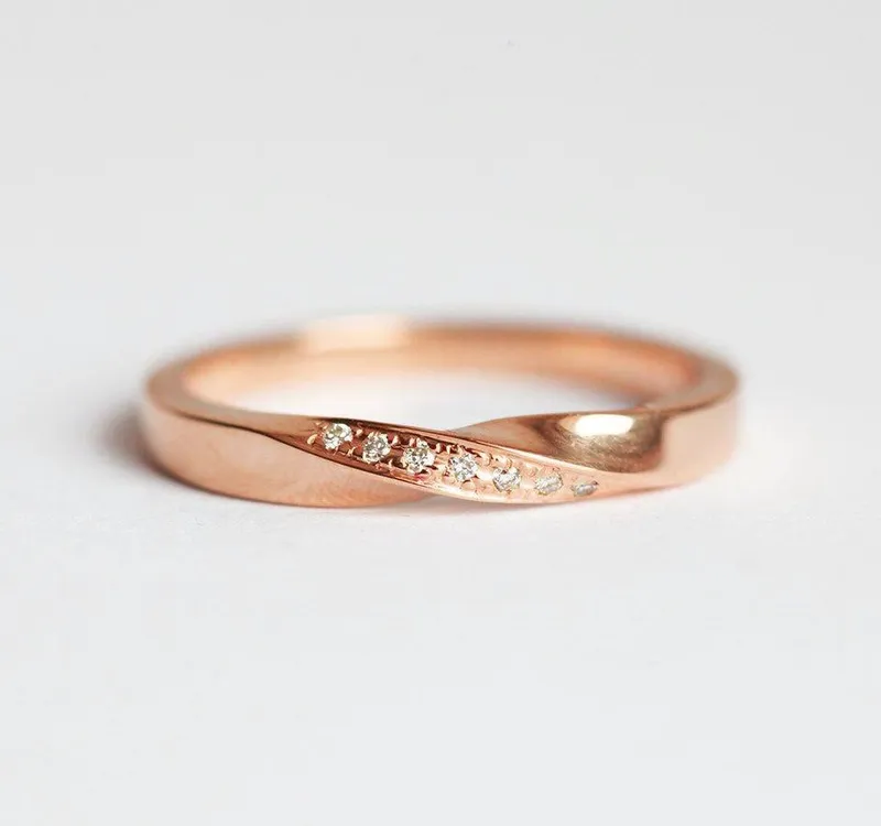 KSENA TWISTED WEDDING RING WITH DIAMONDS view 7