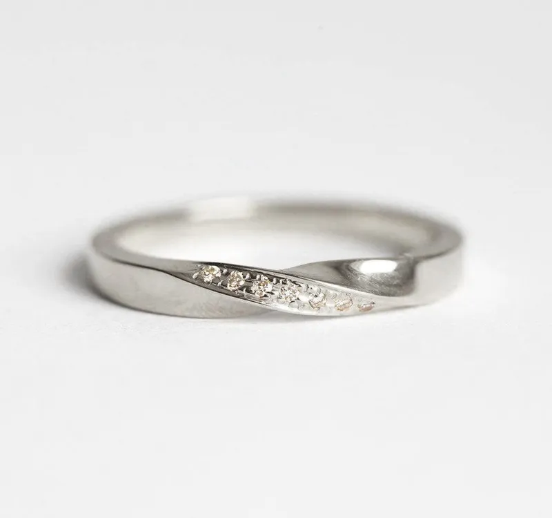 KSENA TWISTED WEDDING RING WITH DIAMONDS view 8