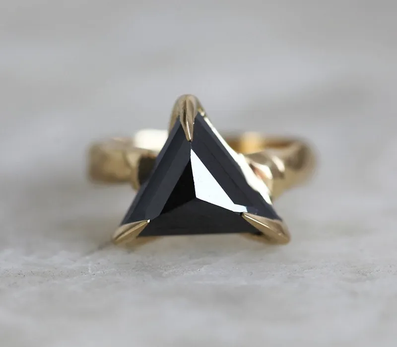 LILITH BLACK DIAMOND RING, TRILLION DIAMOND RING view 3