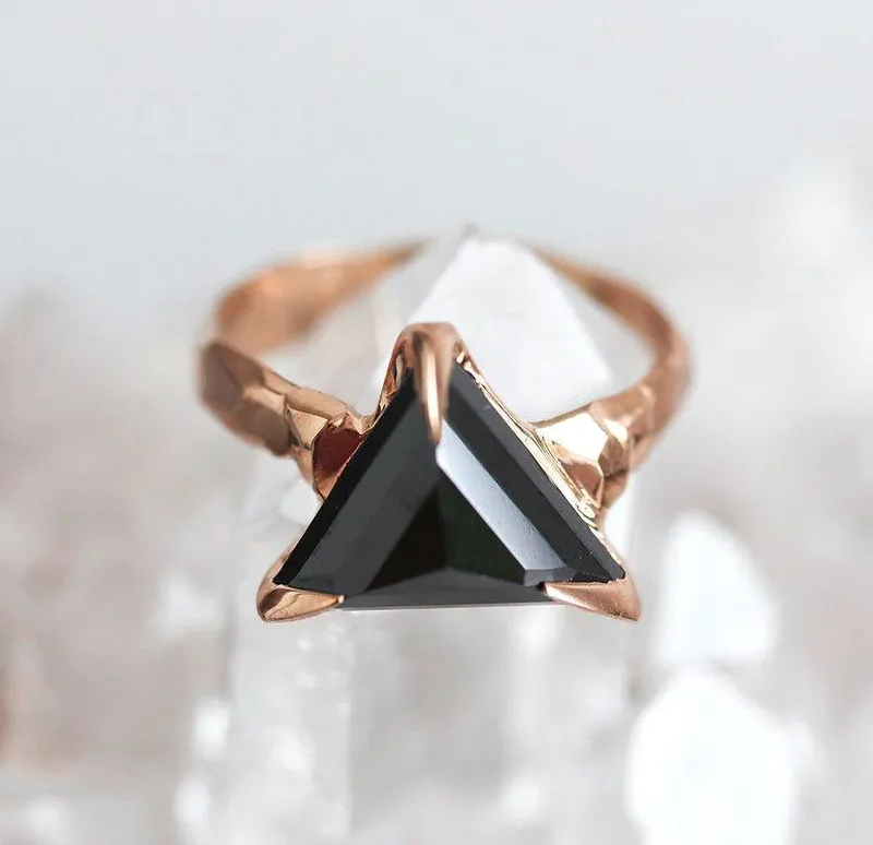 LILITH BLACK DIAMOND RING, TRILLION DIAMOND RING view 6