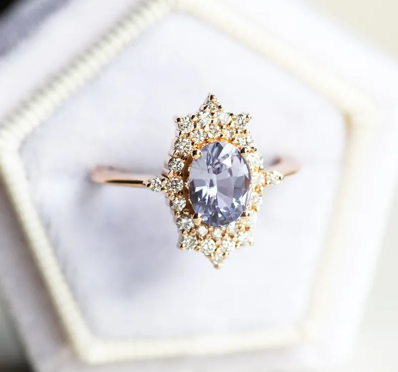 La Reina Vintage Sapphire Diamond Ring view 2