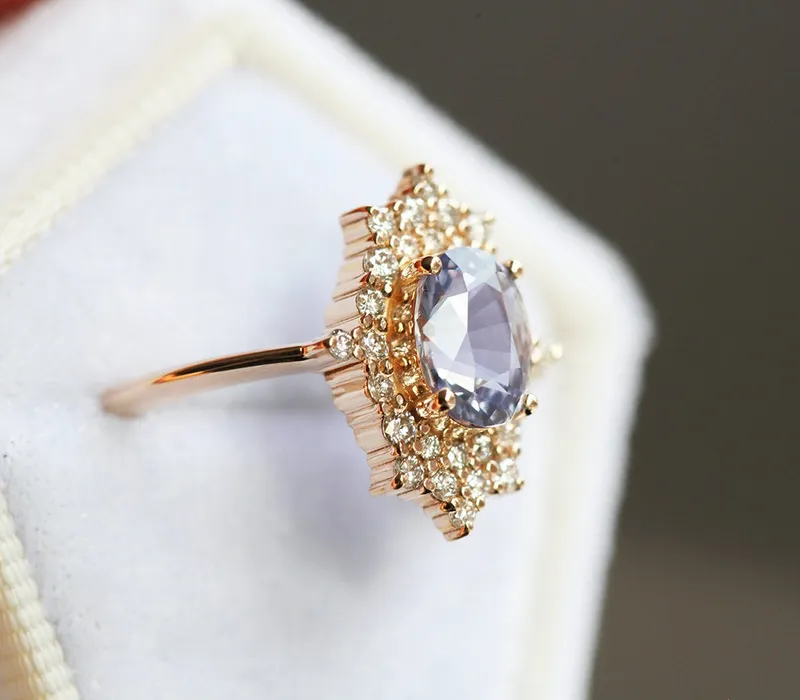 La Reina Vintage Sapphire Diamond Ring view 5