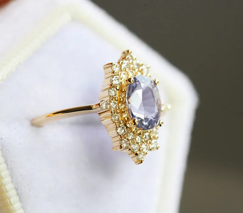 La Reina Vintage Sapphire Diamond Ring view 6