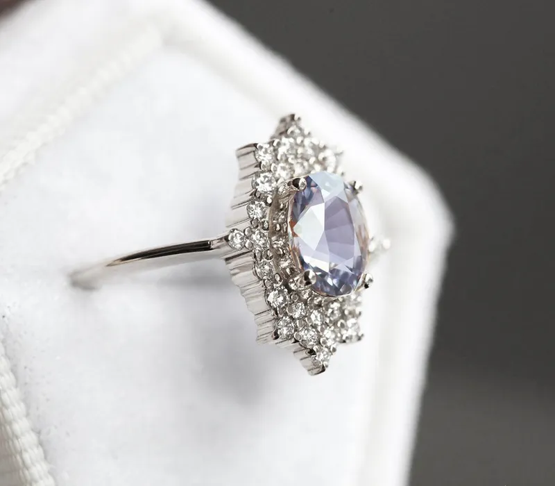 La Reina Vintage Sapphire Diamond Ring view 7
