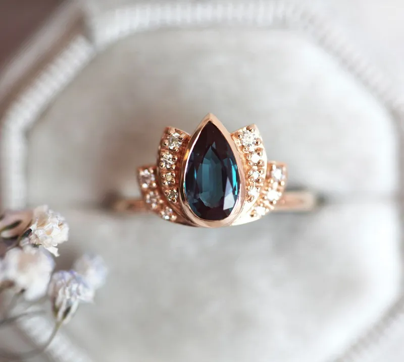 Lakshmi Alexandrite Ring Set vy 12