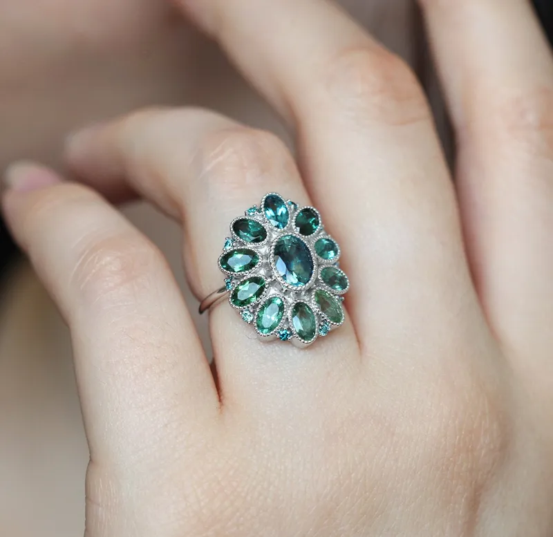 LANA TEAL SAPPHIRE TOURMALINE DIAMOND RING view 3