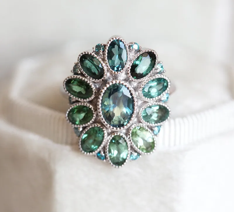 LANA TEAL SAPPHIRE TOURMALINE DIAMOND RING view 6