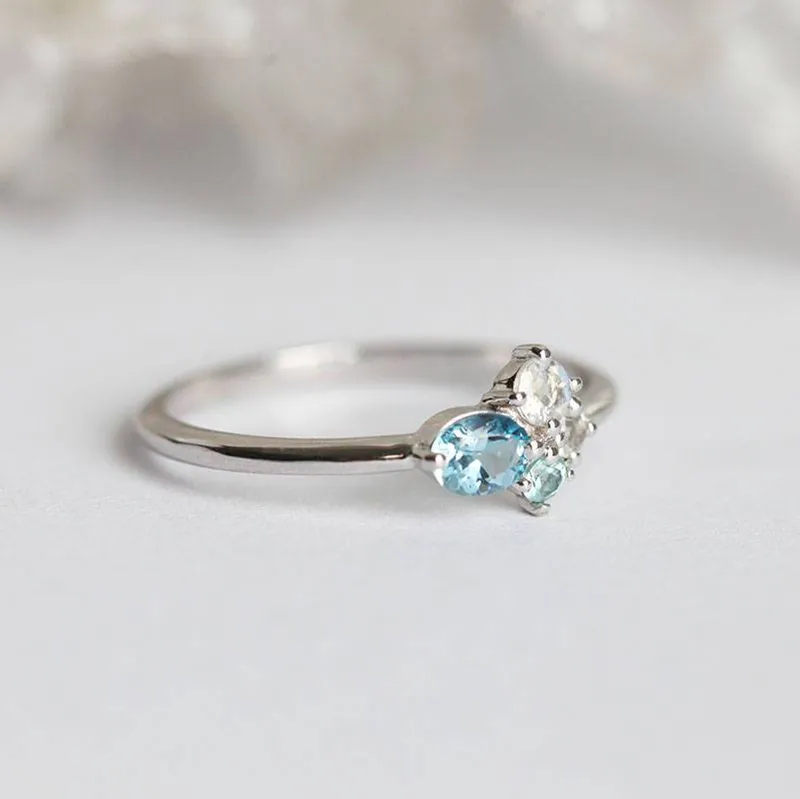 Layla Oval Aquamarine Cluster Ring vy 7