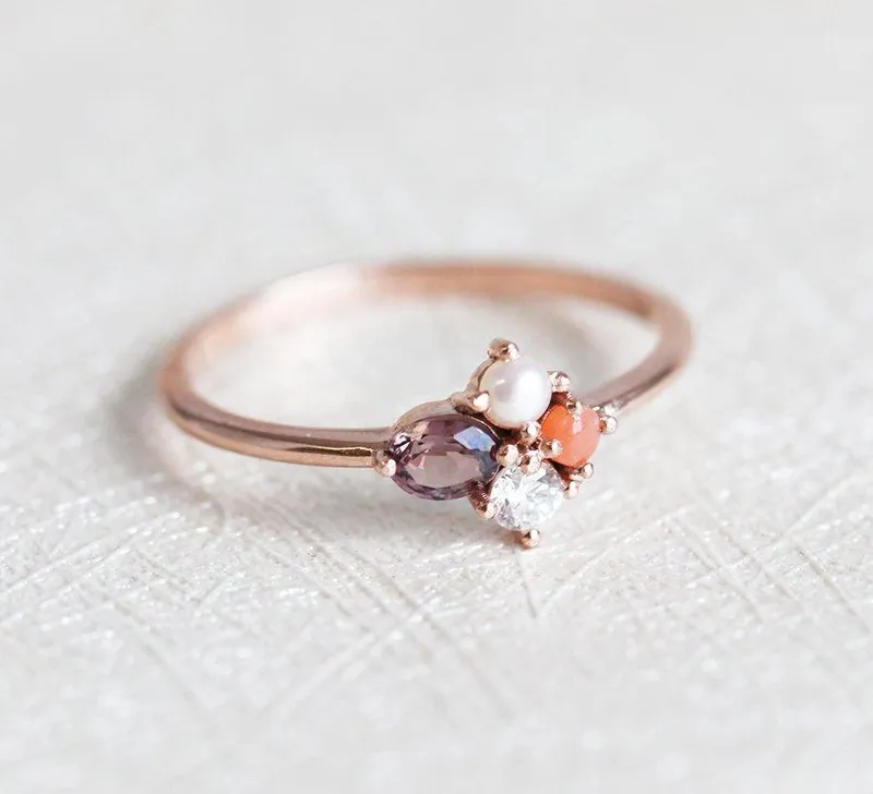Layla Oval Sapphire Diamond Cluster Ring peach sapphire oval cut engagement ring