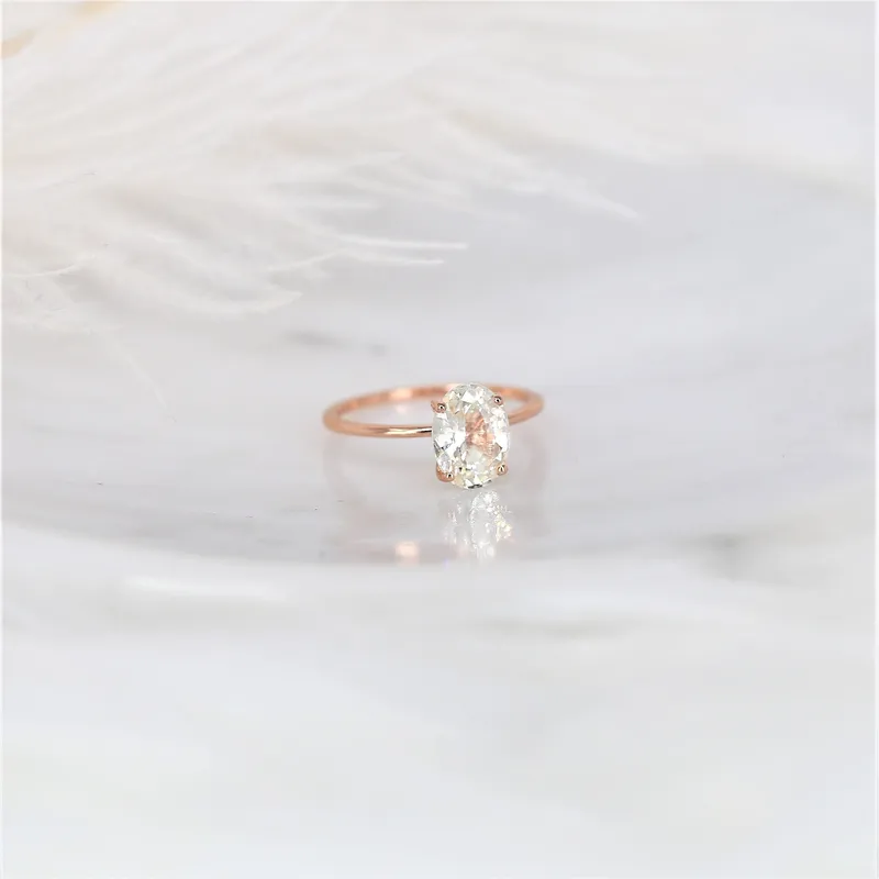 2.52ct Ready to Ship Layla 14kt Rose Gold White Sapphire Minimalist Oval Solitaire Ring view 5