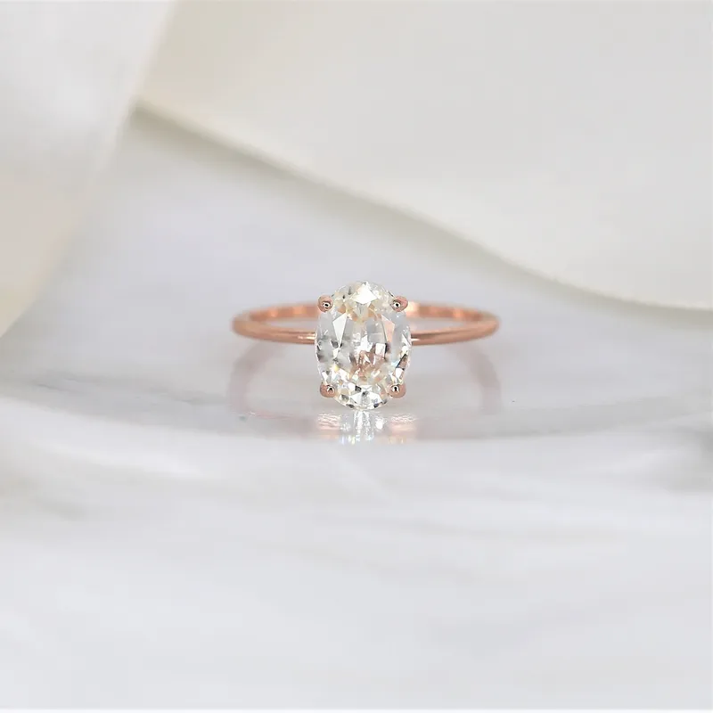 2.52ct Ready to Ship Layla 14kt Rose Gold White Sapphire Minimalist Oval Solitaire Ring view 8