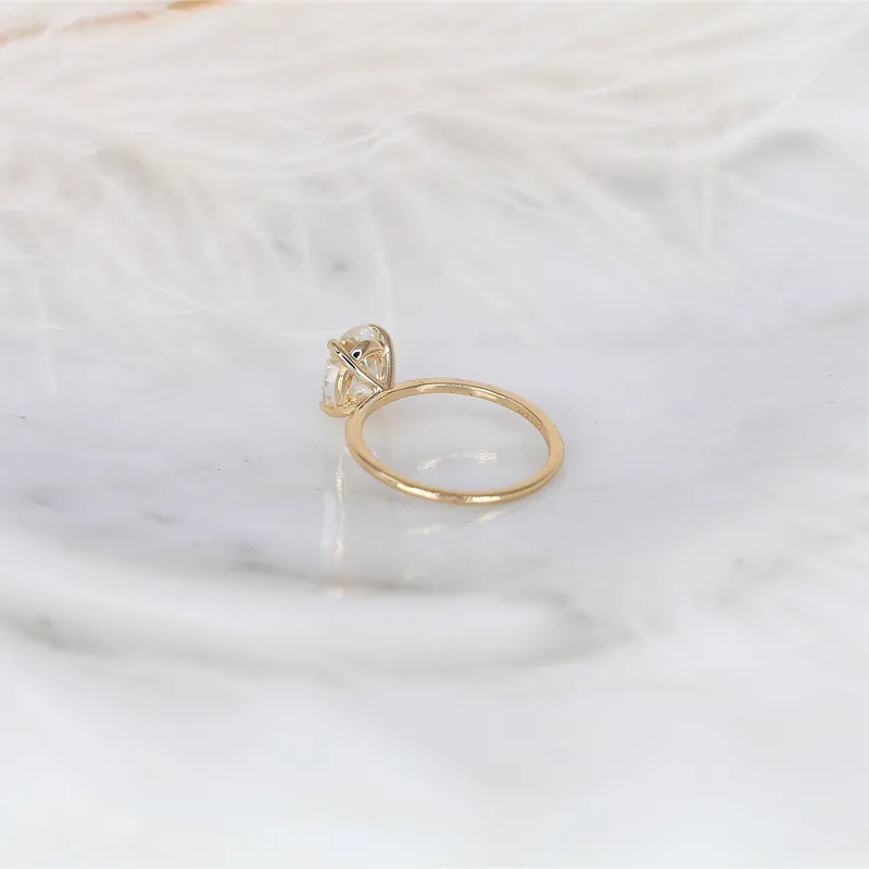 2ct Layla 9x7mm 14kt Gold Moissanite Ultra Dainty Oval Solitaire Ring view 2