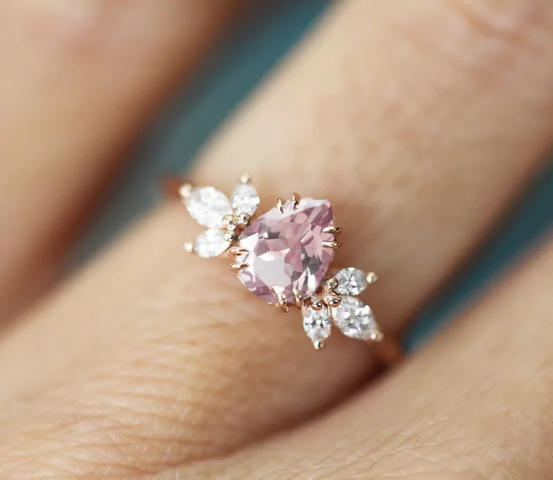 Leandra Pear Sapphire Diamond Ring vy 2