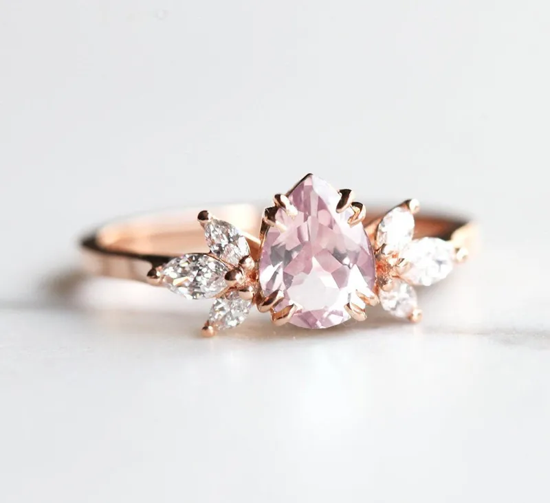 Leandra Pear Sapphire Diamond Ring vy 3