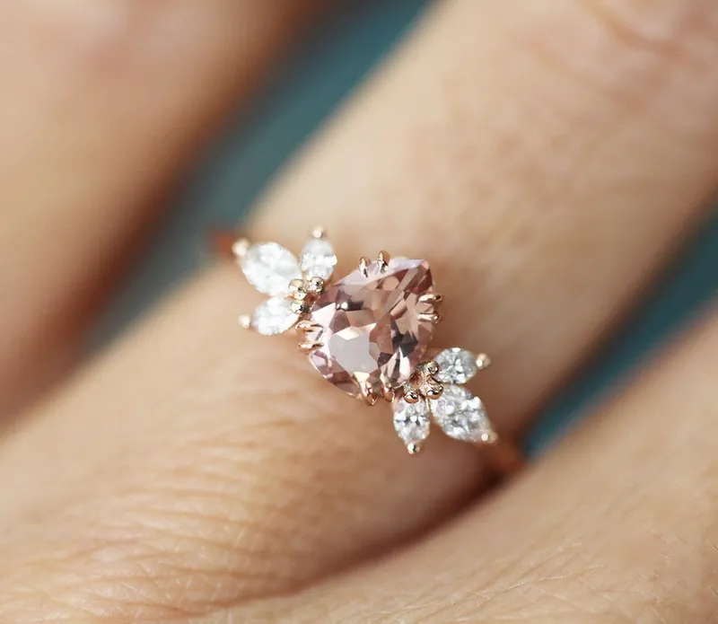 Leandra Pear Sapphire Diamond Ring vy 4